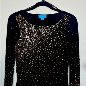 Black Spandex Top with Gold Stones